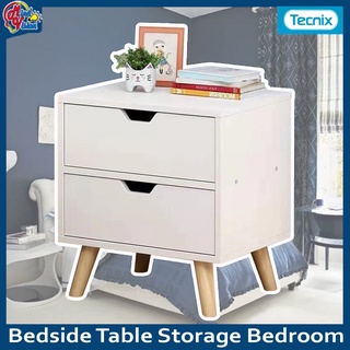 TECNIX 2 Drawer Bedside Table Storage Bedroom #2 White
