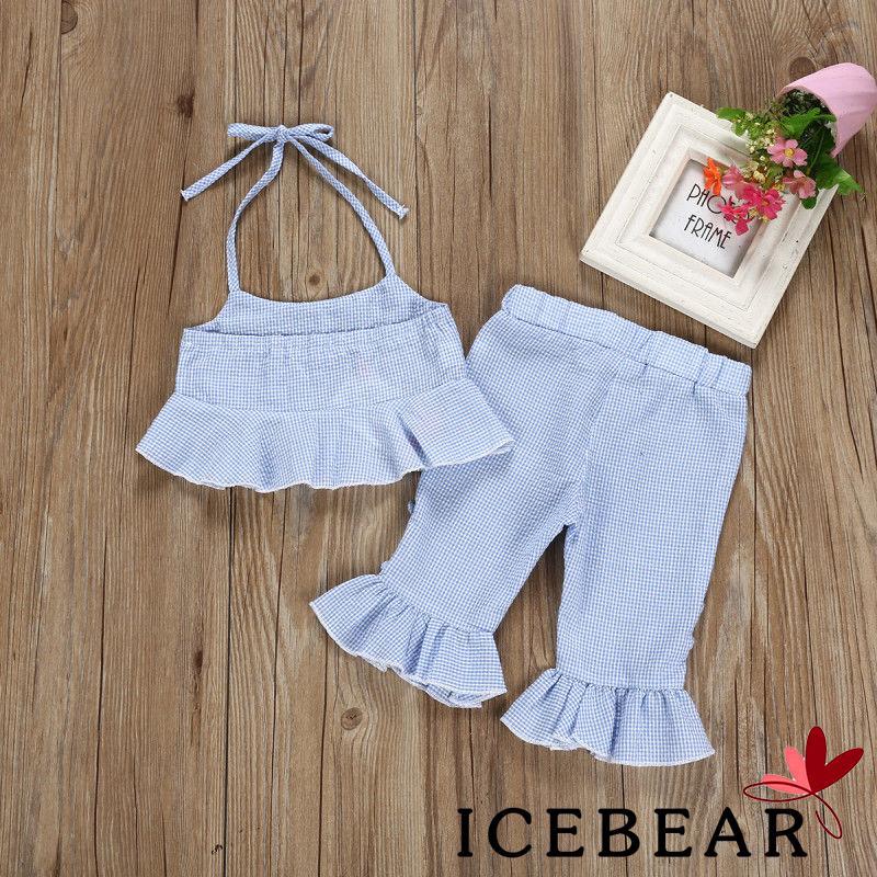 ❤OO❤Toddler Baby Girls Striped Sling Strap Crop Tops + (3)
