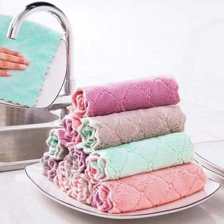 Microfiber cleaning cloth kitchen towel double-sided thick coral fleece non-stick oil dish towel 5pc