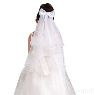 Kids Girls First Communion Veils Headband Bow White Mesh Children Girls Wedding Veil Headdress toyman