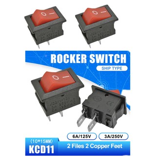 10Pcs Push Button Switch 10x15mm SPST 2Pin 3A 250V KCD11 Snap-in On/Off Boat Rocker Switch 10MM