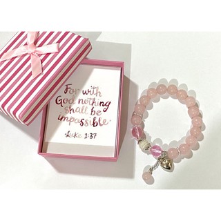 XRJ Charmed Rose quartz bracelet with pave pearl