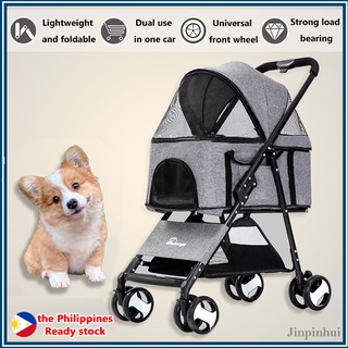 READY STOCK!Pet Stroller/Cat Stroller/Dog Stroller/Trolley 4 Wheel Lightweight Fordable Detachable (1)