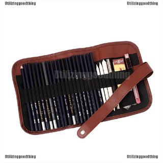 【COD√Lucky❄】☆ New 24 Holes Sketch Pencils case Charcoal Extender Pencil shade Cutter Drawing Bag (9)