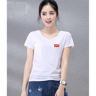 Women Clother tops V Neck T-shirts Cotton Fashion Print tees korean tshirt tee for women