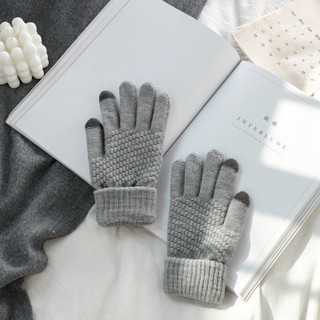 【LK】Warm Full Finger Knitted Gloves Women Touch Screen Mittens Winter Accessories