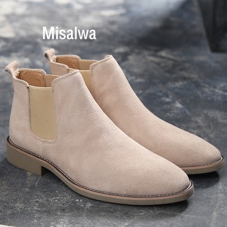 Misalwa Chelsea Boots Men Suede Leather Decent Men Ankle Boots Original Male Short Casual Shoes