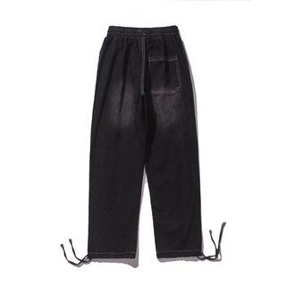 [CxStore] Street Wear ins Distressed Retro Straight-Leg Drawstring Jeans Men Hong Kong Style Wide-Leg Spring Autum
