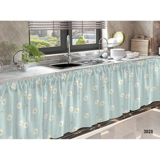 New Sale Lababo Curtain Kitchen Sink Curtain Fresh Green Flower Leaf 70cm*150cm 1PC COD No Ring Type