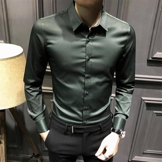 Ready Stock Men Business Shirt Office Formal Smart Long Sleeve Men Clothing Korean Style Solid Color Men's Shirt