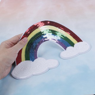 WEIJIAO Embroidered Iron On Patches For Clothes Sewing Rainbow Applique Sticker