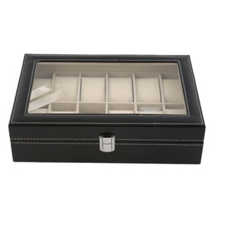 12 Slots Grids Watch Storage Organizer Case PVC Leather Jewelry Display Storage Box (6)