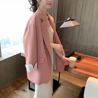Korean Plus Size Women's Casual Loose Long Sleeve Blazer (6)