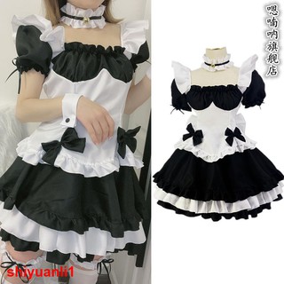 Japan Black White Maid Loaded Daily Girl Maid Cute lolita Dress
