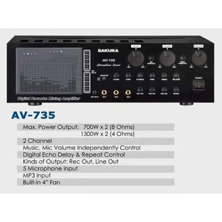 Sakura AV-735 Stereo Mixing Amplifier & FT-STAR AV-735 700W X 2 Karaoke Mixing Amplifier