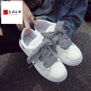 Good quality and many sizes✔Free shipping is of good quality◑☾❀IELGY PU all-match sneakers color matching flat bottom Ribbon white shoes bow cute casual sports shoes Korean version