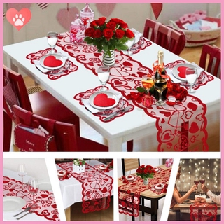 Amostlycute Lace Love Heart Table Runner Placemat Decoration For Valentine Day