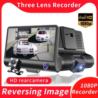 ◙Dashcam Car DVR 4 Inch FHD 1080P 3 In 1 Dual Lens Auto Video Recorder 170° Parking Monitor Rear Ca