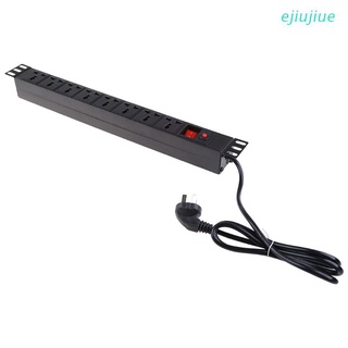 cc 1U PDU 8 Outlet Metal Power Strip Surge Protector with Long Extension Cord 250V 10 0W for 19 inch Server Rack Power Distribution Unit