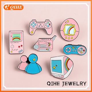 Cute Pink Videogame Enamel Pin Retro Game Machine Gamepad Brooch Cartoon Jewelry