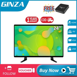 (Free TV BOX-M x q) GINZA 24 inchTV Ultra-slim Cheap TV FHD TV Sale Flat screen LED TV HDMI-AV-VGA-U