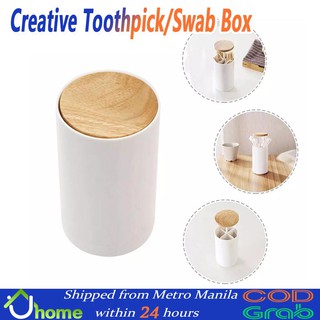 【SOYACAR】Toothpick Box Hand Pressing Type Cotton Swab Tube Home Portable Cotton Toothpick Holder