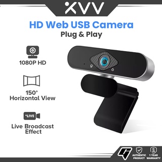 XiaoVV Webcam HD Web USB Camera Plug and Play 1080P HD Display 150° Wide Angle Built-In Microphone