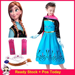 Girl Dresses Summer Princess Elsa Anna Frozen Cosplay Kids Halloween Costume (1)