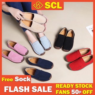 [SCL] [6 Colors] Ready Stock Women's Causal Loafers Cow Leather Fashion Flat Work Shoes