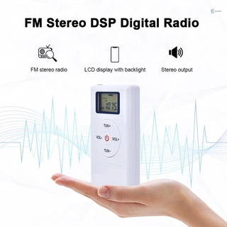 HRD109 Portable Mini FM Radio Stereo DSP Digital Radio Clip-on Radio Conference Receiver 60-108MHz with Earphone Lanyard Display Screen (7)