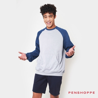 Penshoppe Men's Colorblock Raglan Pullover (Light Gray)