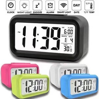 led light digital date alarm clock and smart clock automatic soft snooze W/BATTERY