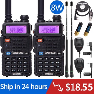 2PCS Baofeng UV-5R 5W/8W Walkie Talkie Portable Radio Station128CH VHF UHF Dual Band UV5R Two Way Ra