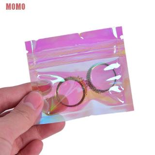 MOMO 100Pcs Iridescent Zip lock Bags Cosmetic Plastic Laser Holographic Zipper B Wq (3)