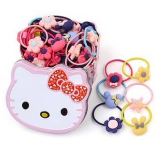 20pcs Kitty Pony Tail with Can Kids Hair Accessories Hair Ties Assorted Kitty Pony Tails Set