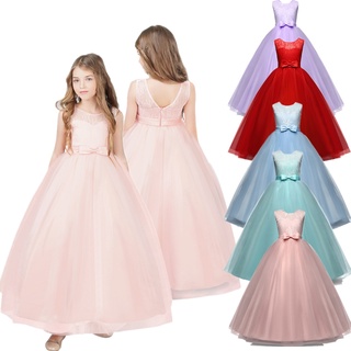Princess Party Dresses For Girls Sleeveless Floral Vestidos Fancy Kids Bridesmaid Wedding Ball Gowns
