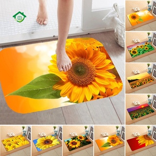 COD-Sunflower Flannel Non-slip Water Absorption Door Mat Carpet Floor Bathroom Decor