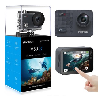 AKASO V50X WiFi Action Camera Native 4K/30fps 2'' EIS Touch Screen 170° View 131ft Waterproof Video