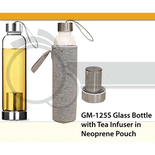 GLASS BOTTLE WITH TEA INFUSER IN NEOPRENE POUCH GM-125S (1)