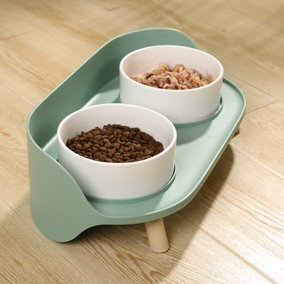 Ceramic cat bowl to protect the cervical spine. Dog bowl, and food, anti-tipping water double pet supplies