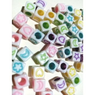 6mm Acrylic Square Beads - 50 pieces