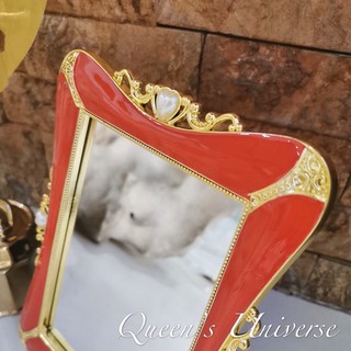 Vintage Elegant Red Heart Pearls Desk Vanity Mirror Home Decor (3)