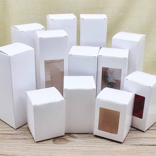 Paper window box 10Pcs DIY White Box Packing Gift Boxes with pvc window for Candy/Cake/Soap/Cookie/toy Display wedding party Box