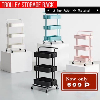 kitchen▨✟❉3-Tier Kitchen Utility Trolley Cart Shelf Storage Rack Organizer with Wheels and Handle