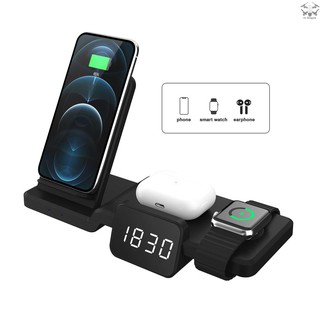 ❅3 in 1 Wireless Charger Stand with Clock for Multiple Devices Charging Compatible with Android and