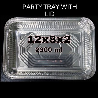 [5 pcs]&[10 pcs] aluminum foil tray small catering (12x8x2) with plastic lid