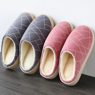 2021 Women'S Slippers Men Couples Geometric Flock Warm Non Slip Floor Home Slippers Indoor Shoes Chi
