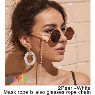 Fashion Face Mask Lanyard Pearl White Crystal Bead Holder Strap Black Glasses Necklace Chain Rope (2)