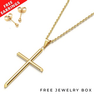 Cross Necklace 18k saudi gold necklace for Men cross pendant Non Tarnish and Hypoallergenic