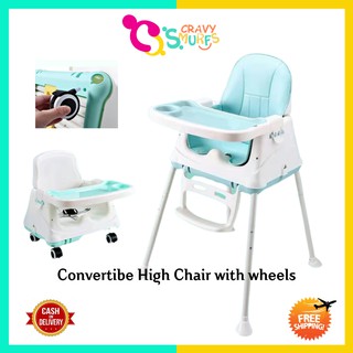 Cravy Smurfs High Chair for Baby, Convertible High Chair with Wheels, Multi-purpose chair,Adjustable